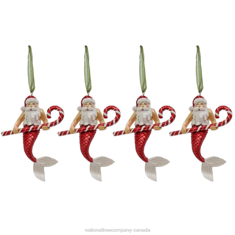 H4X0521National Tree Company 4 Piece HGTV Home Collection Santa Merman Ornaments