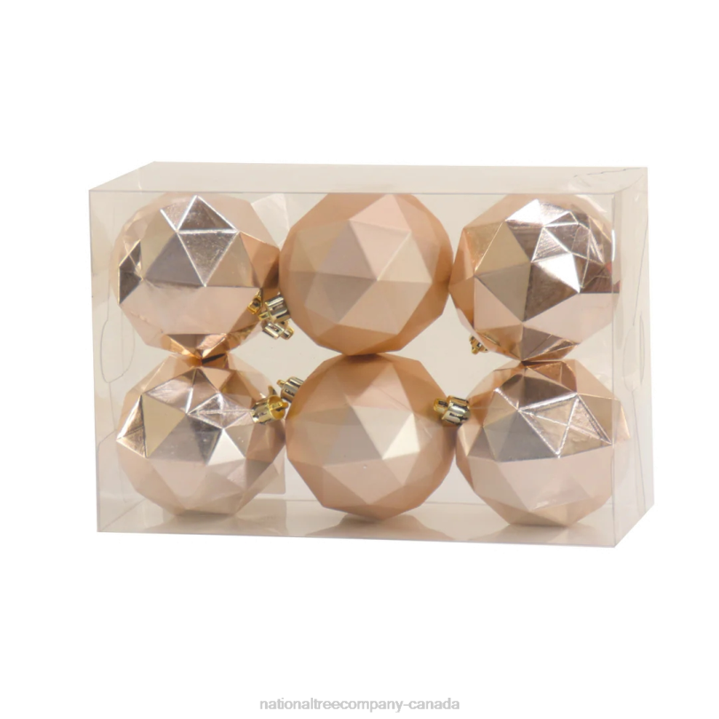 H4X0529National Tree Company First Traditions 6 Piece Shatterproof Geometric Silver Ornaments