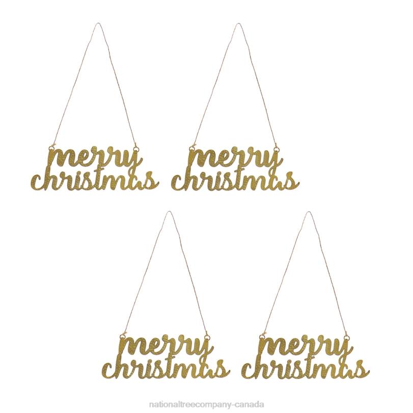 H4X0534National Tree Company 9in HGTV Home Collection Merry Christmas Metal Ornament Set