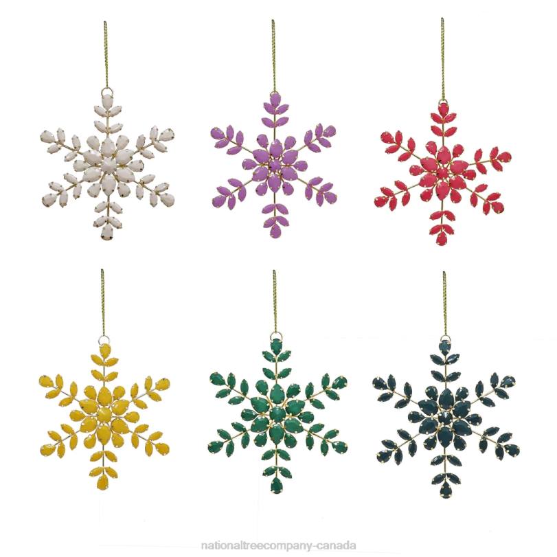 H4X0535National Tree Company 6 Piece HGTV Home Collection Beaded Snowflake Ornaments