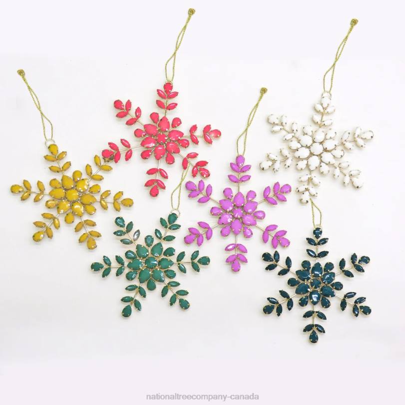 H4X0535National Tree Company 6 Piece HGTV Home Collection Beaded Snowflake Ornaments