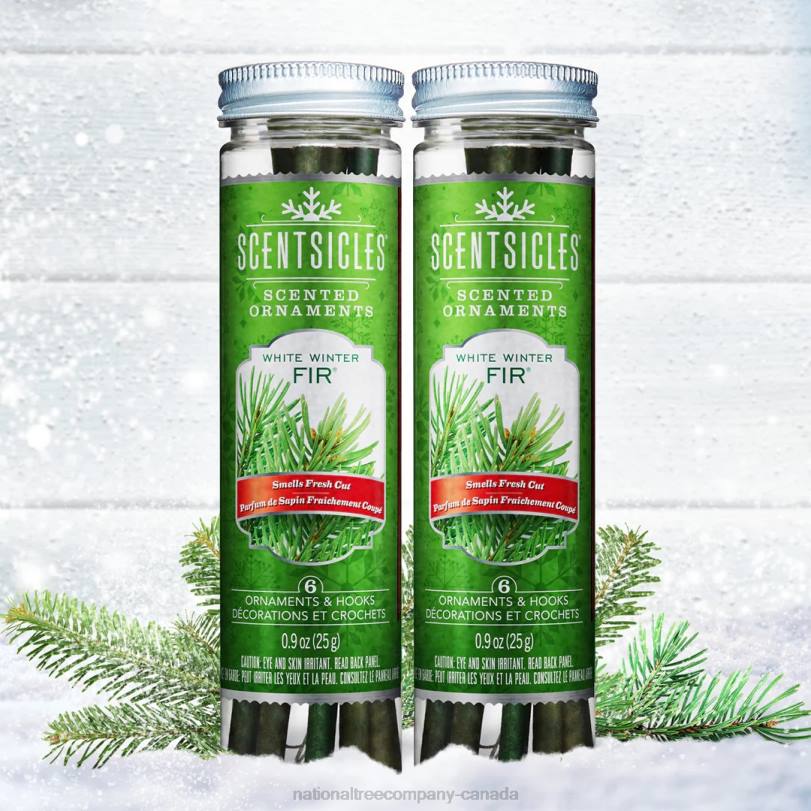 H4X0541National Tree Company Scented Ornaments, 2 Pack- 6ct Bottle, White Winter Fir, Fragrance-Infused Paper Sticks
