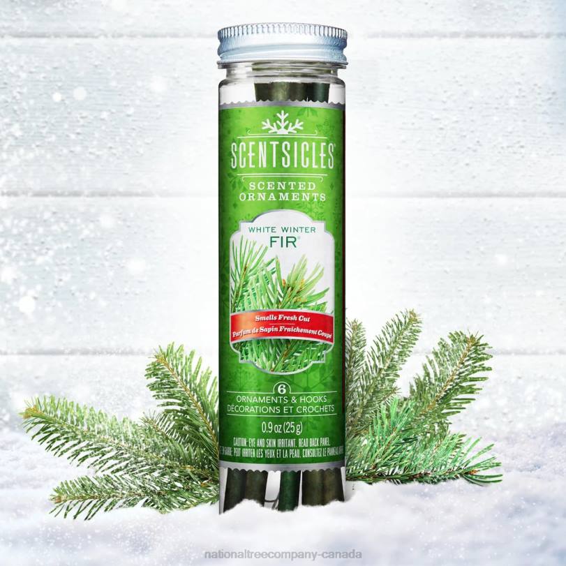 H4X0541National Tree Company Scented Ornaments, 2 Pack- 6ct Bottle, White Winter Fir, Fragrance-Infused Paper Sticks