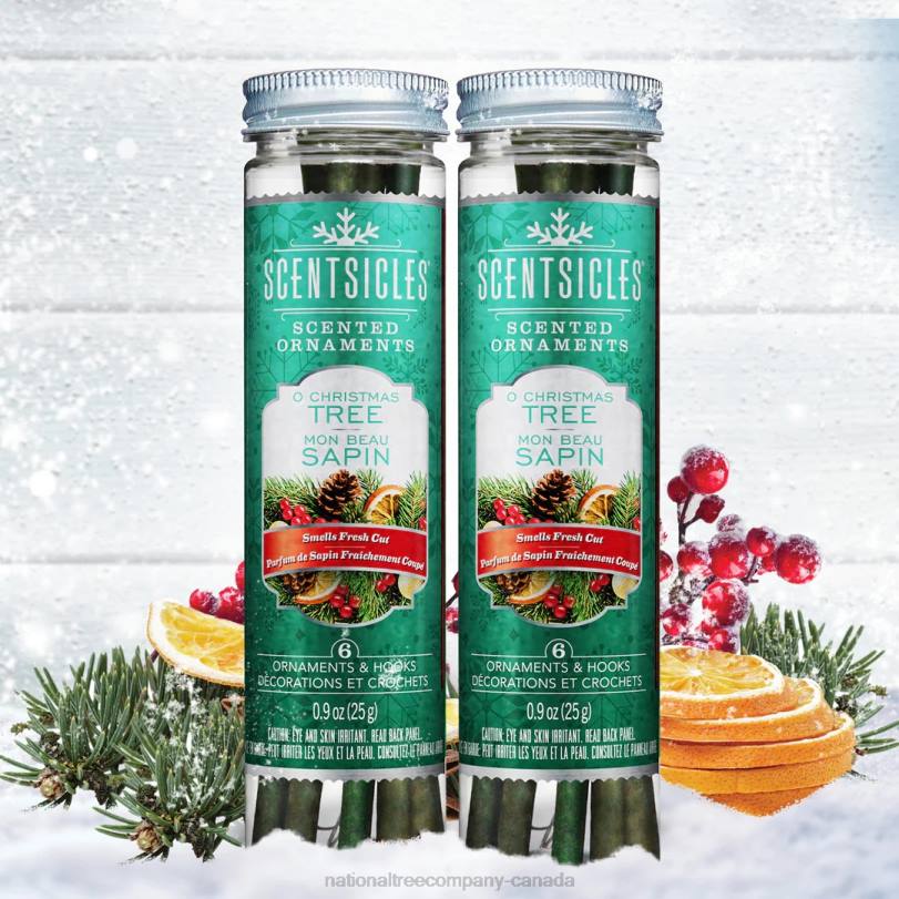 H4X0542National Tree Company Scented Ornaments, 2- Pack- 6ct Bottle, O Christmas Tree, Fragrance-Infused Paper Sticks