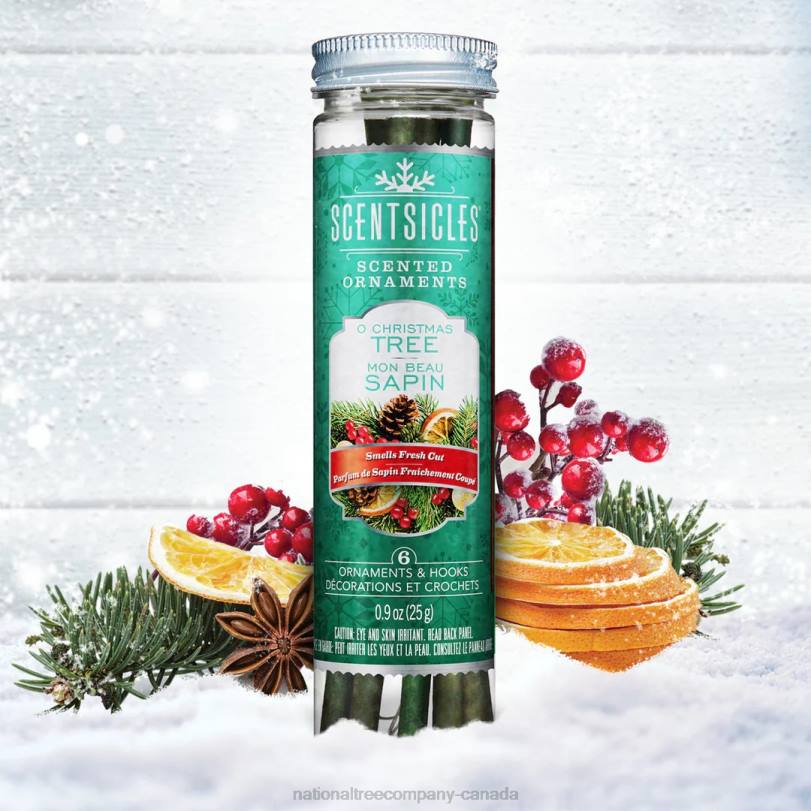 H4X0542National Tree Company Scented Ornaments, 2- Pack- 6ct Bottle, O Christmas Tree, Fragrance-Infused Paper Sticks