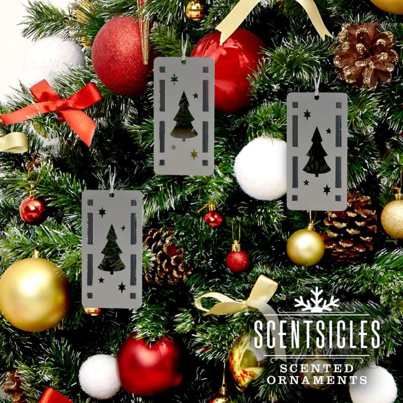 H4X0547National Tree Company Scentsicles, Trio Ornament Set of 3, Bottle 6pc Stick, White Winter Fir