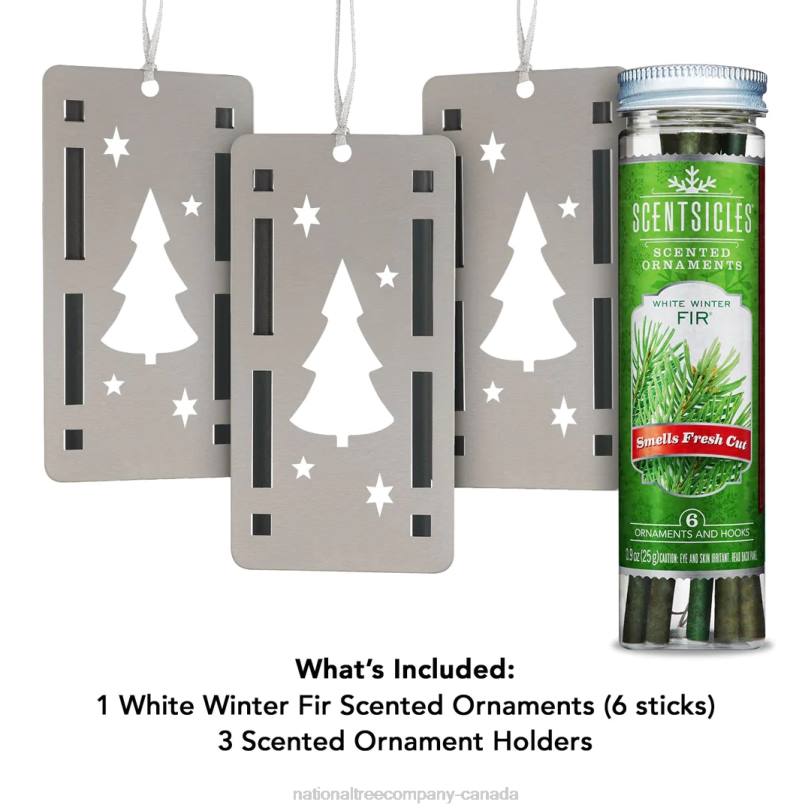 H4X0547National Tree Company Scentsicles, Trio Ornament Set of 3, Bottle 6pc Stick, White Winter Fir