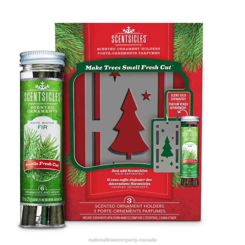 H4X0547National Tree Company Scentsicles, Trio Ornament Set of 3, Bottle 6pc Stick, White Winter Fir