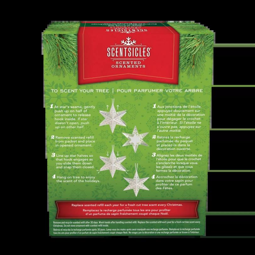 H4X0548National Tree Company Scentsicles Decorative Ornament, Metal White Star, White Winter Fir with Refill