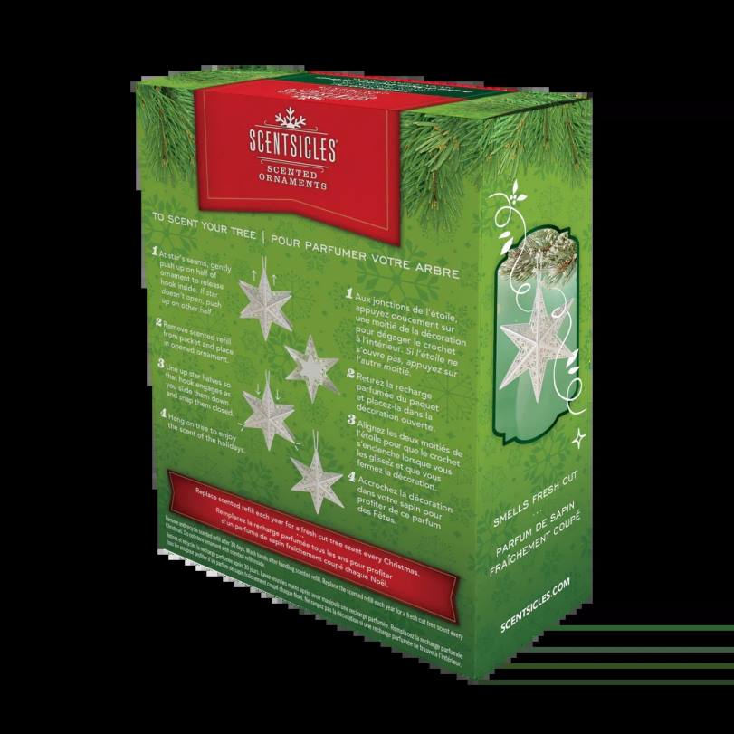 H4X0548National Tree Company Scentsicles Decorative Ornament, Metal White Star, White Winter Fir with Refill