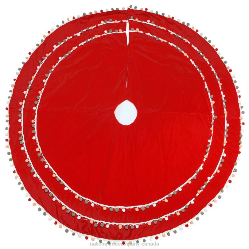 H4X0550National Tree Company 48in General Store Collection Red Velvet Tree Skirt