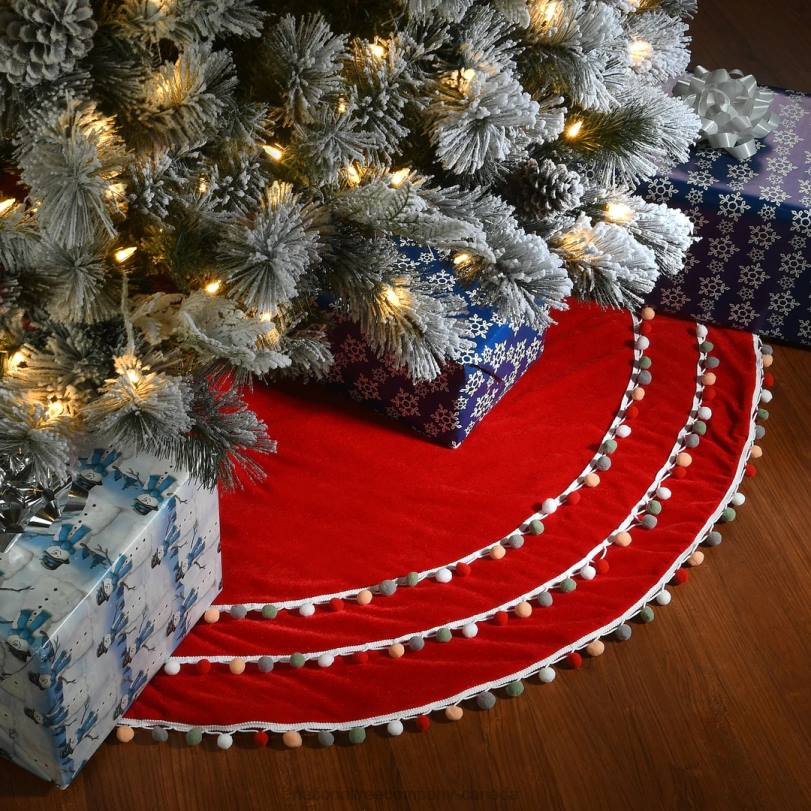 H4X0550National Tree Company 48in General Store Collection Red Velvet Tree Skirt