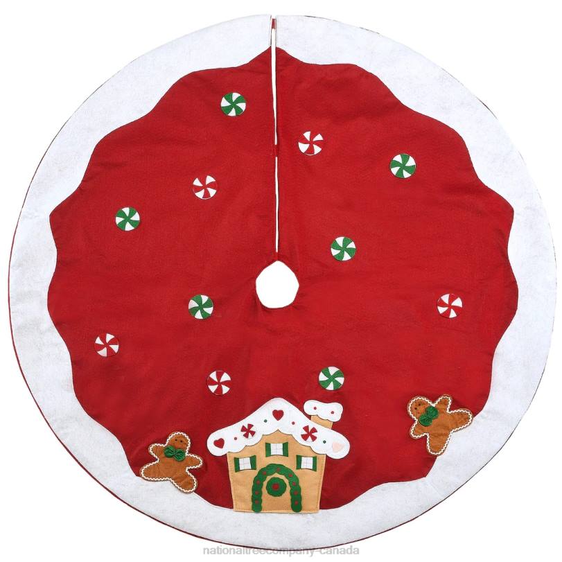 H4X0553National Tree Company 48in Be Merry Collection Gingerbread House Tree Skirt
