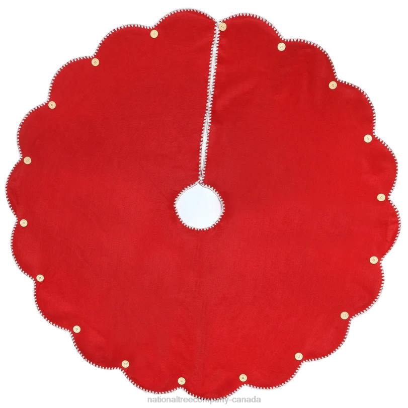 H4X0556National Tree Company 48in General Store Collection Scalloped Red Tree Skirt