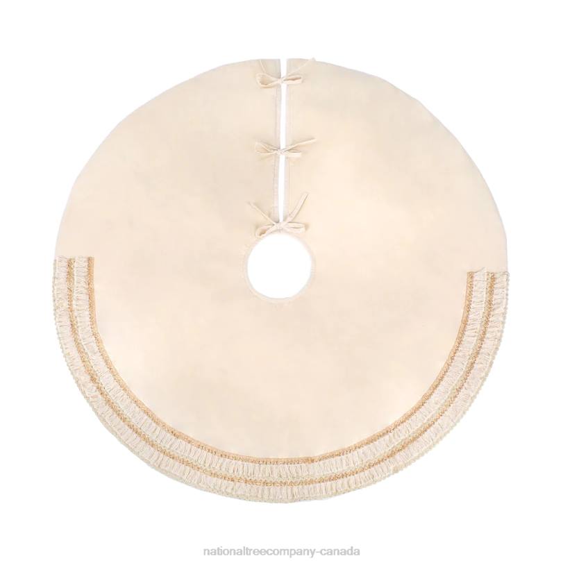 H4X0557National Tree Company 52in HGTV Home Collection Fringe Detail Tree Skirt, Off White