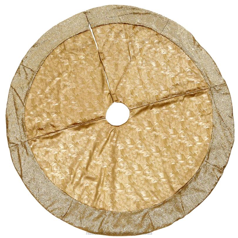 H4X0560National Tree Company 48in Yuletide Glam Collection Metallic Gold Tree Skirt