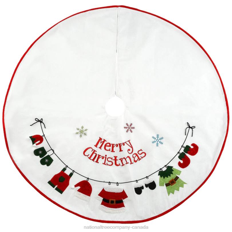 H4X0565National Tree Company 48in White inMerry Christmasin Tree Skirt
