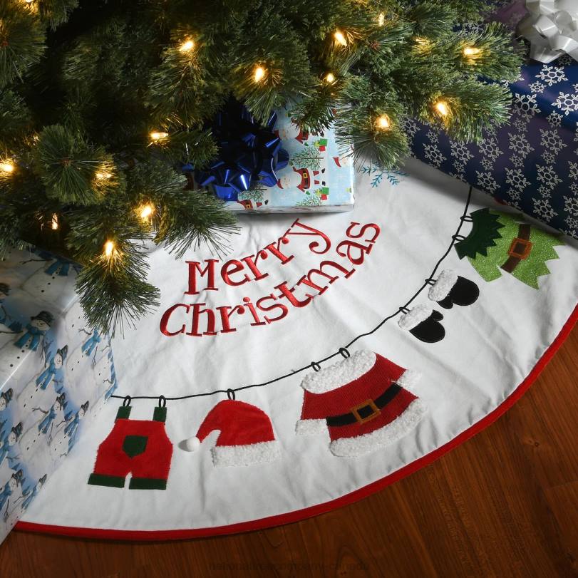 H4X0565National Tree Company 48in White inMerry Christmasin Tree Skirt