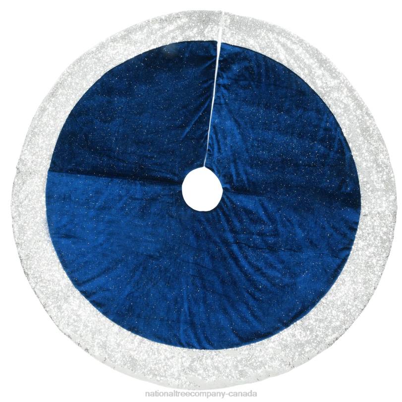 H4X0570National Tree Company 48in Arctic Lights Collection Navy and Silver Tree Skirt