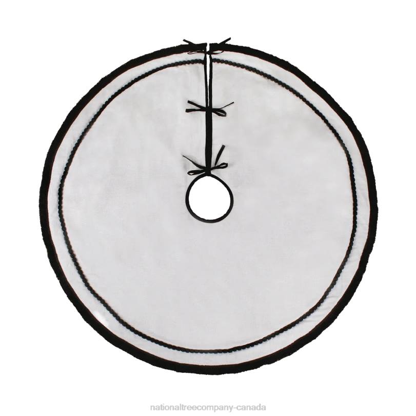 H4X0572National Tree Company 52in HGTV Home Collection White Tree Skirt with Black Trim