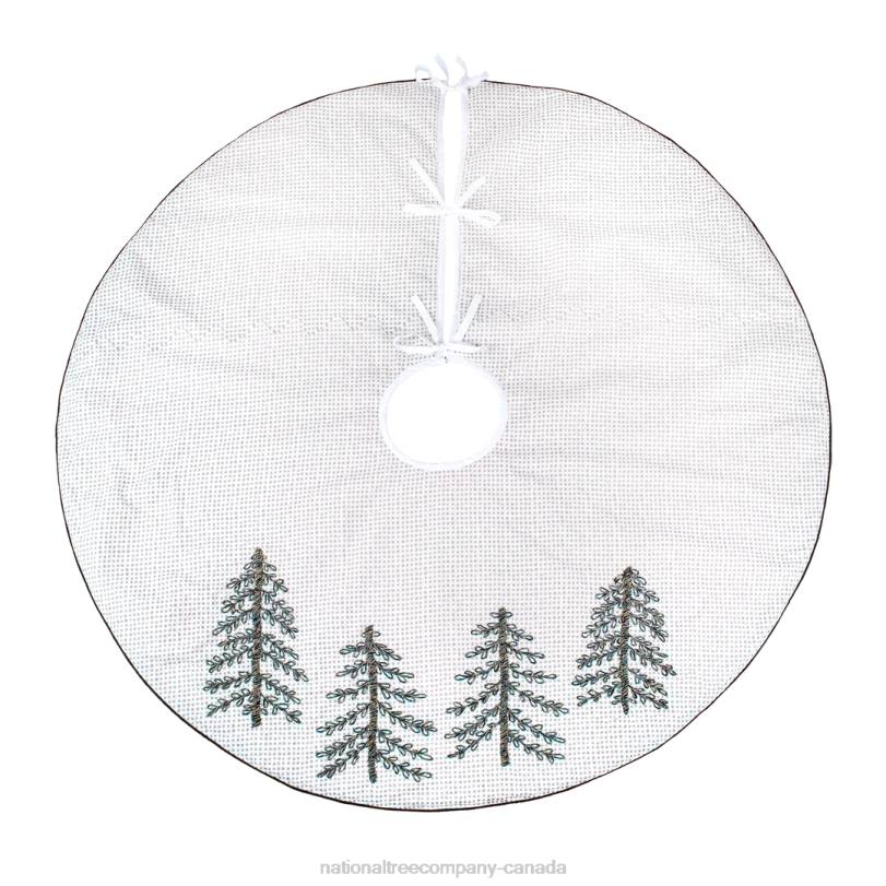 H4X0574National Tree Company 52in HGTV Home Collection Embroidered Evergreens Tree Skirt