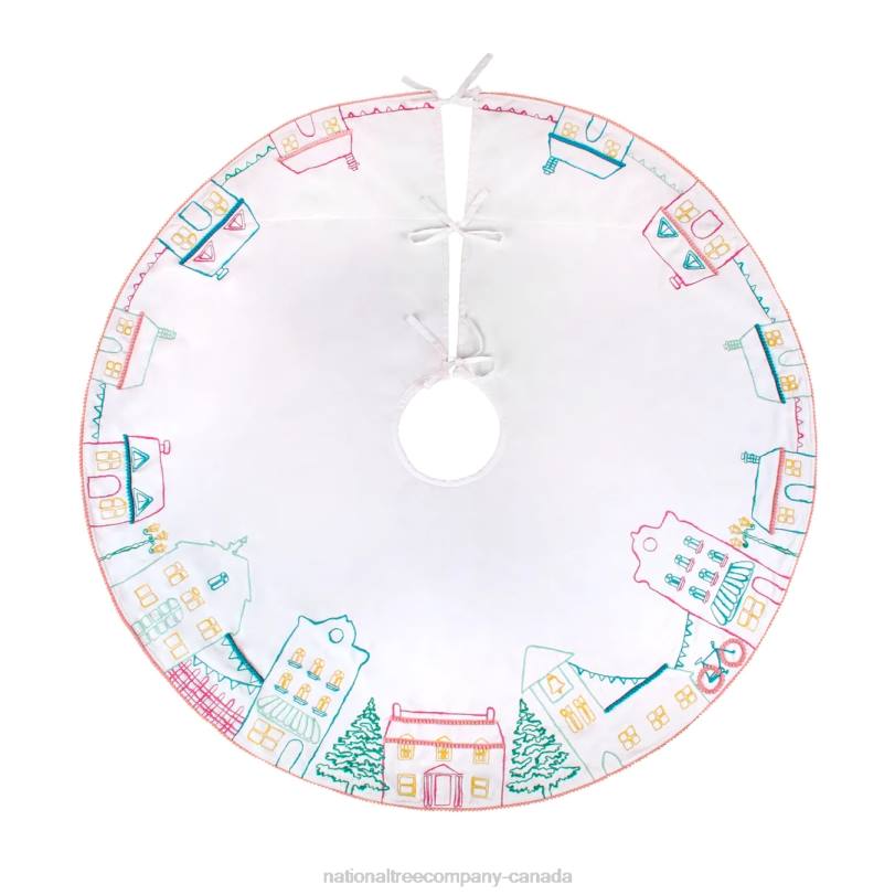 H4X0575National Tree Company 52in HGTV Home Collection Village Scene Tree Skirt
