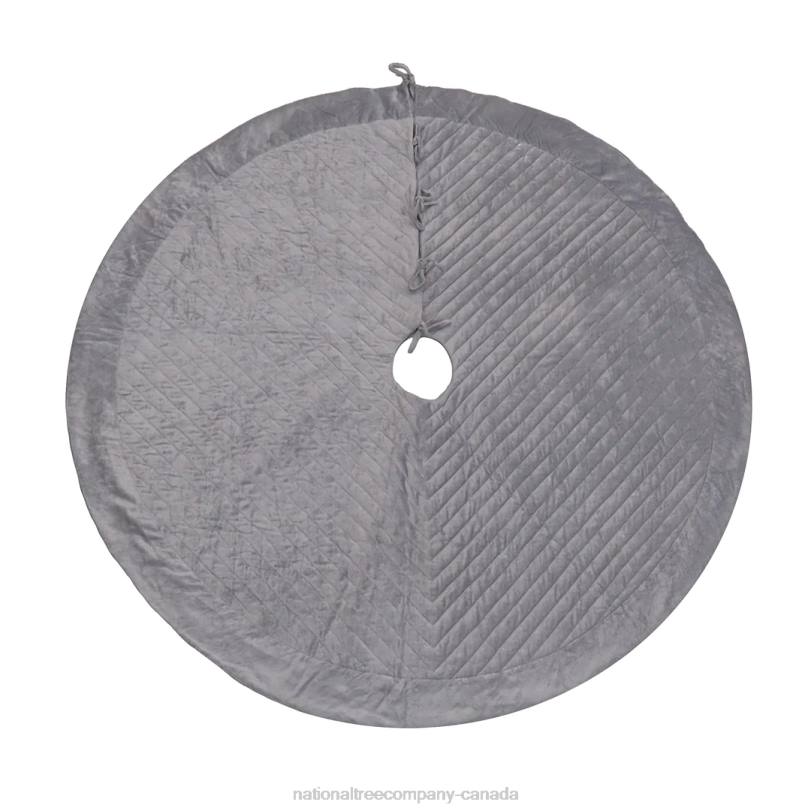 H4X0576National Tree Company 60in HGTV Home Collection Quilted Velvet Tree Skirt, Silver