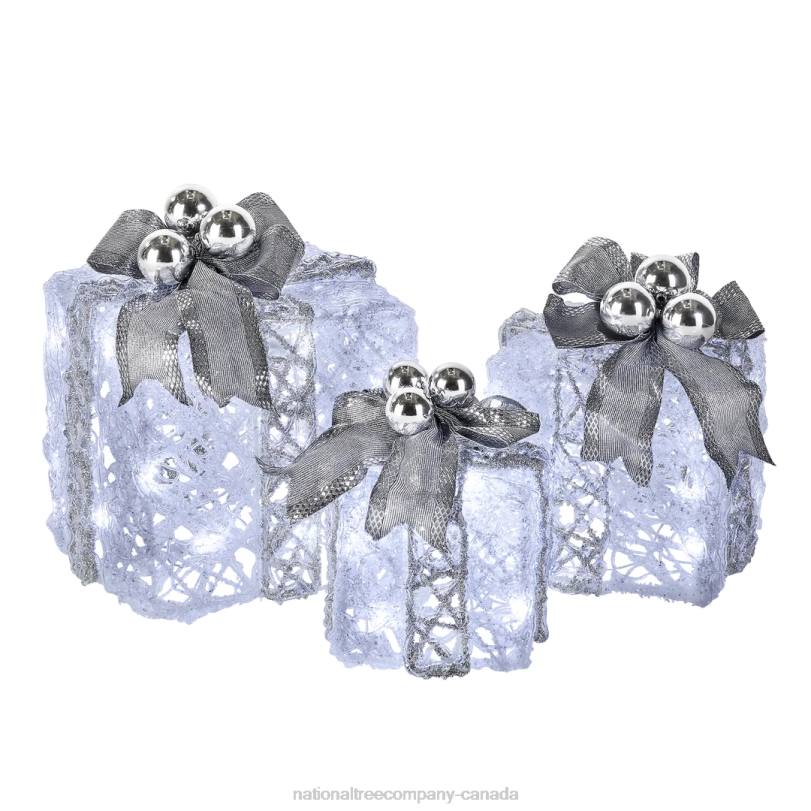 H4X0589National Tree Company Pre-Lit Decorated White Gift Box Assortment