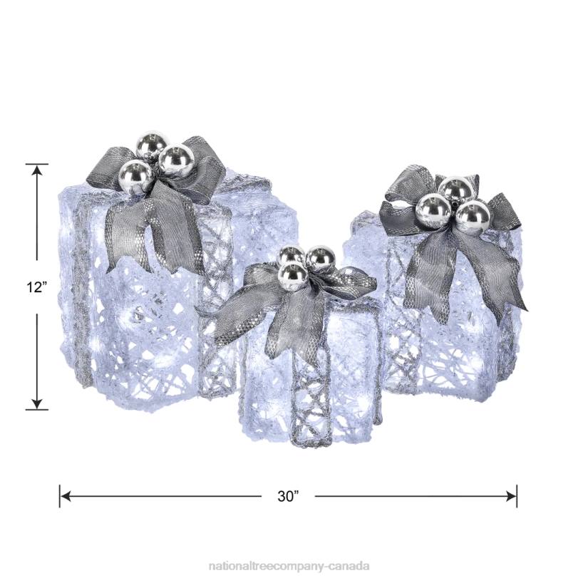 H4X0589National Tree Company Pre-Lit Decorated White Gift Box Assortment