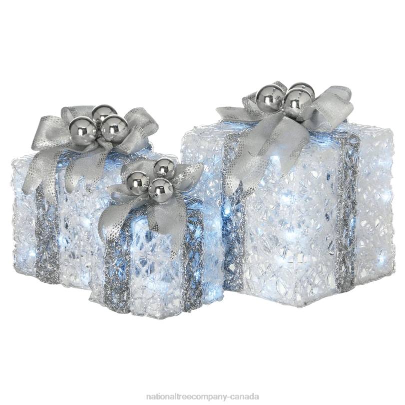 H4X0589National Tree Company Pre-Lit Decorated White Gift Box Assortment