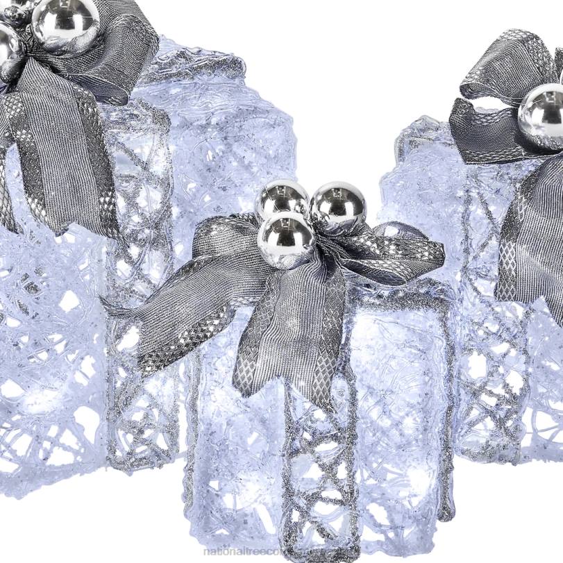 H4X0589National Tree Company Pre-Lit Decorated White Gift Box Assortment