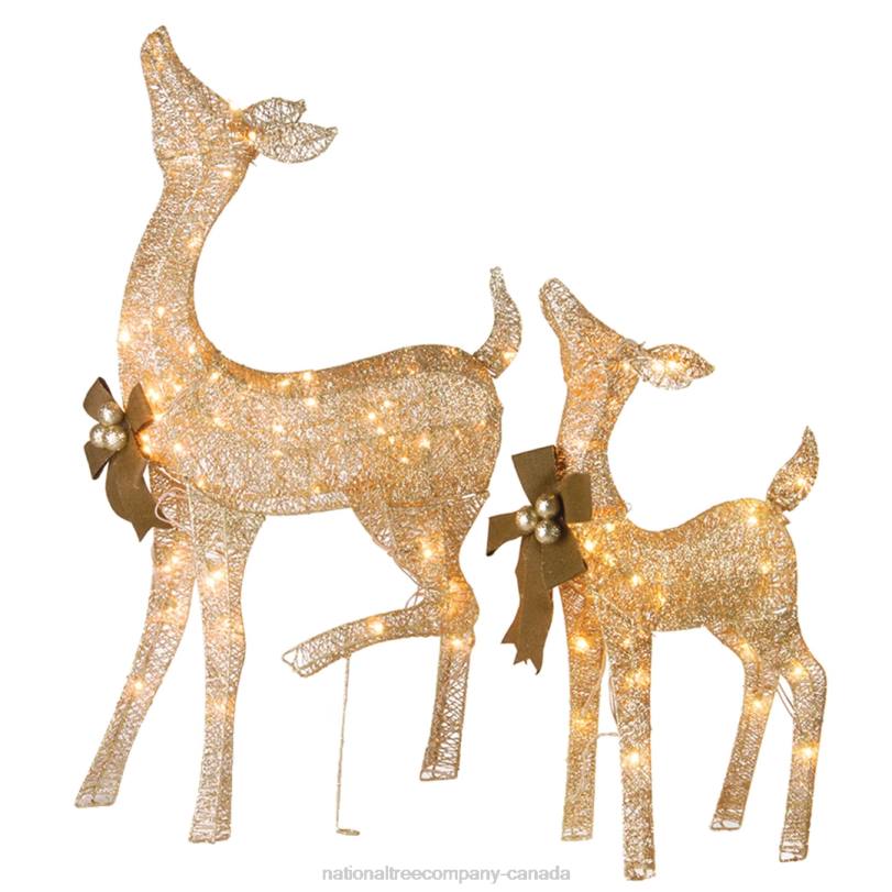 H4X0590National Tree Company 38 in. and 28 in. Pre-Lit Fawn with Doe Decoration