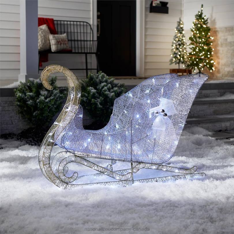 H4X0595National Tree Company 48 in. Santas Sleigh with Cool White LED Lights