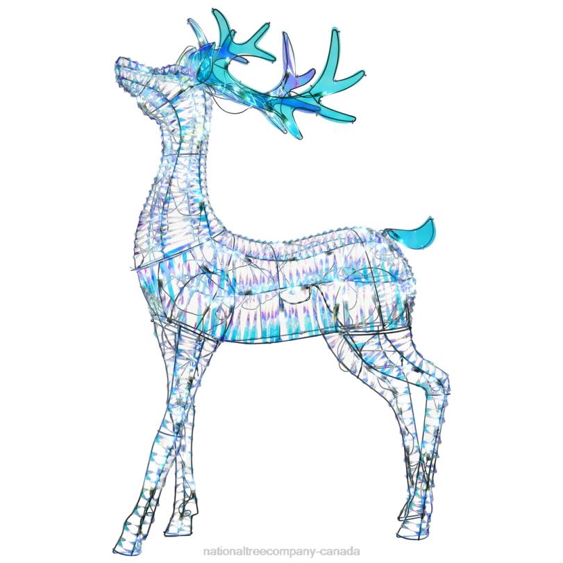 H4X0596National Tree Company Pre Lit Iridescent Reindeer Decoration, Cool White LED Lights, Plug In, Christmas Collection, 48 Inches