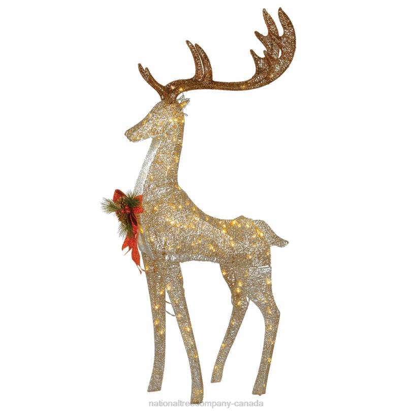 H4X0599National Tree Company 55in Pre-lit Crystal Champagne Standing Buck