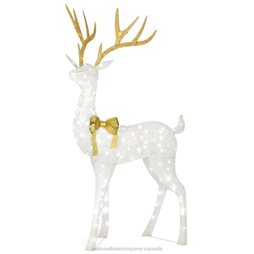H4X0605National Tree Company 86in Pre-lit Crystal White Standing Buck