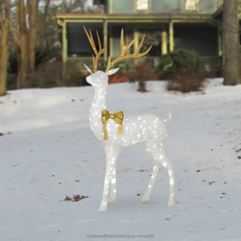 H4X0605National Tree Company 86in Pre-lit Crystal White Standing Buck