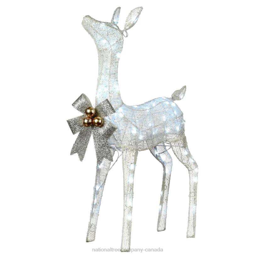 H4X0611National Tree Company 36in Pre-Lit Glittered Fawn
