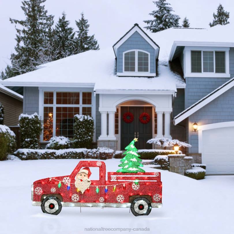 H4X0612National Tree Company 27in Pre-Lit Santa in Red Truck