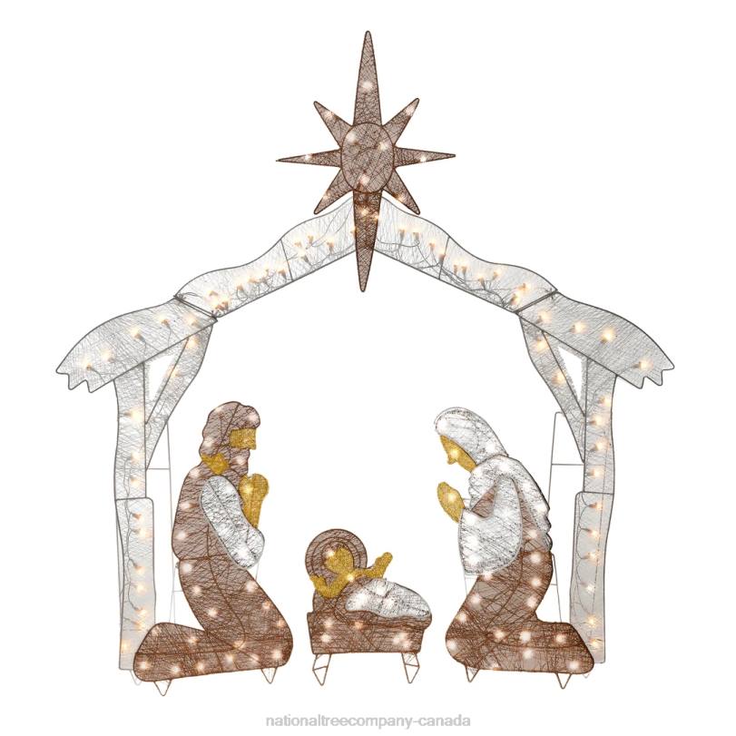 H4X0618National Tree Company 55in Crystal Splendor Prelit Nativity Set