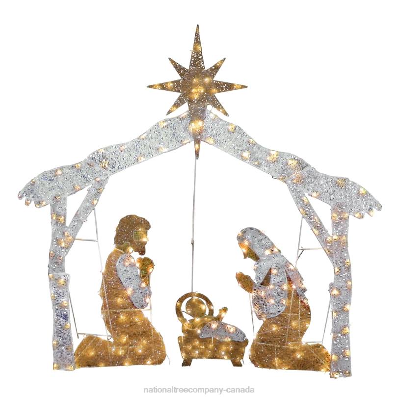 H4X0618National Tree Company 55in Crystal Splendor Prelit Nativity Set