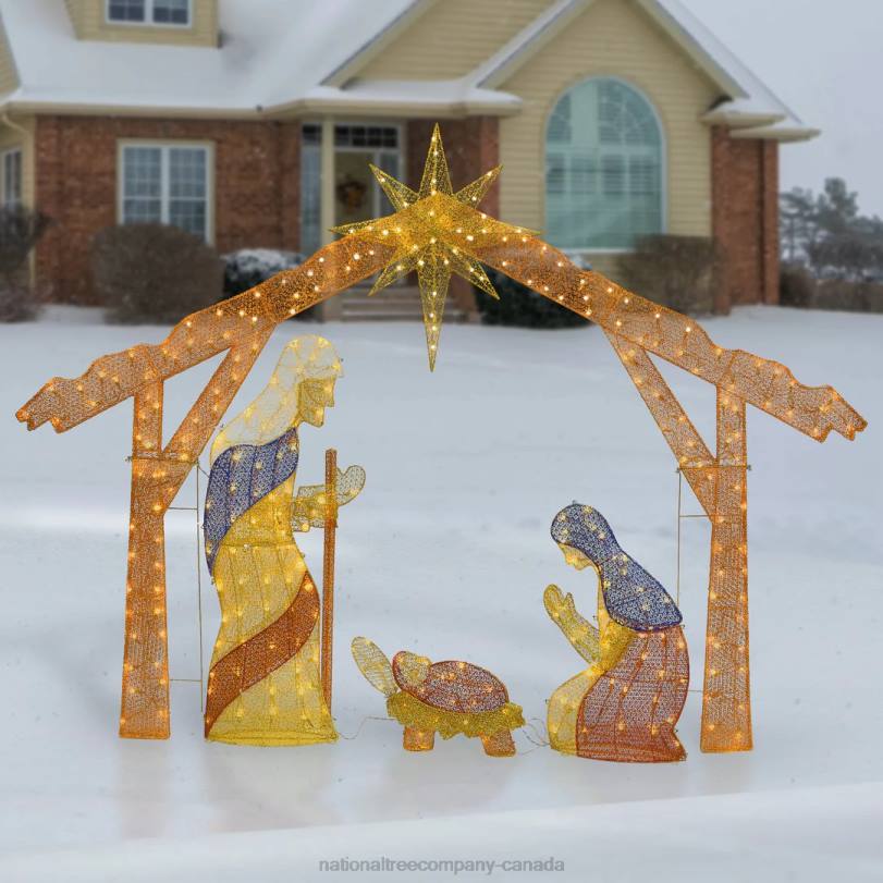 H4X0630National Tree Company 96in Nativity Scene with Clear Lights