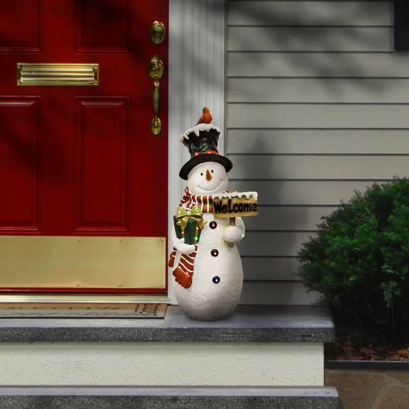 H4X0635National Tree Company Pre-Lit 28in Snowman Decoration