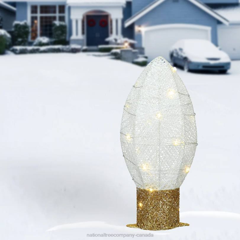 H4X0636National Tree Company 20in Pre-Lit White Christmas Light Bulb Decoration