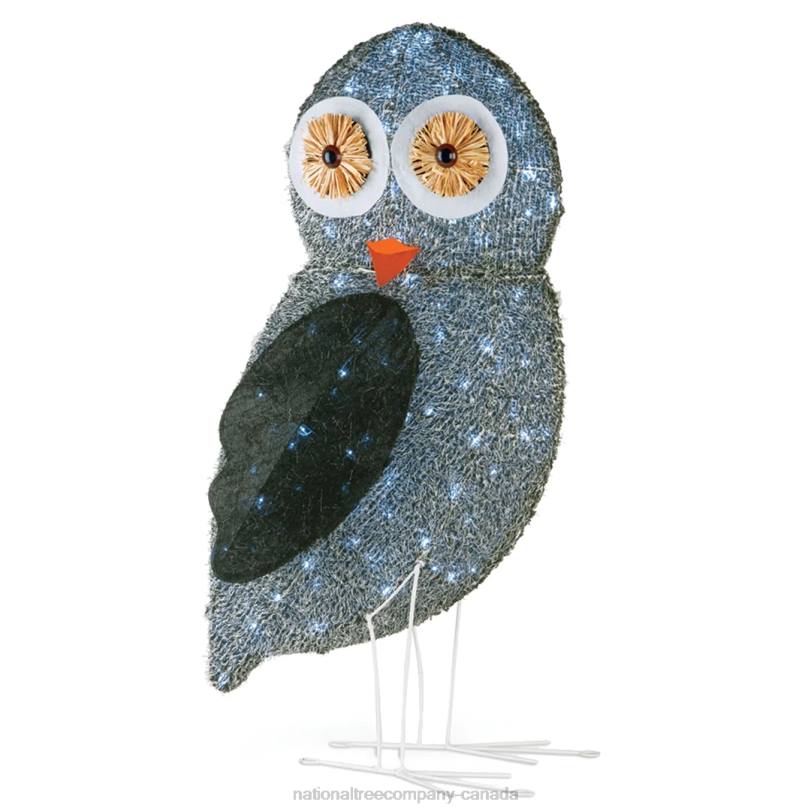 H4X0639National Tree Company 37in Fuzzy Fabric Owl with LED Lights