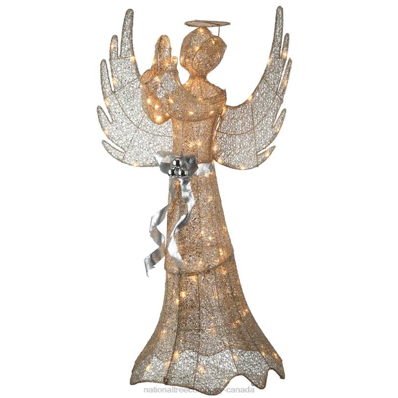 H4X0645National Tree Company 53in Champagne Gold Praying Angel with LED Lights