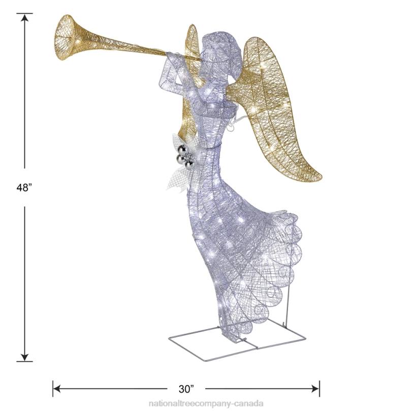 H4X0668National Tree Company 48in Silver Angel Decor with White LED Lights