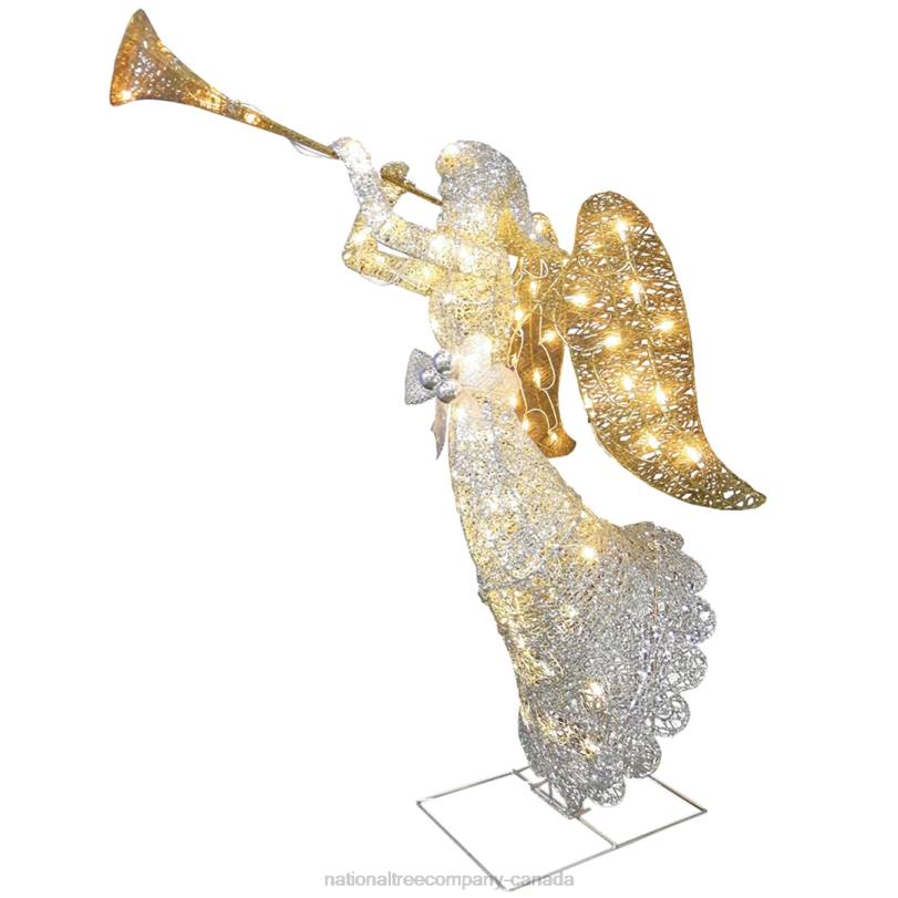 H4X0668National Tree Company 48in Silver Angel Decor with White LED Lights