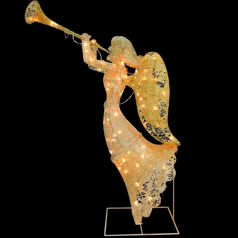 H4X0668National Tree Company 48in Silver Angel Decor with White LED Lights