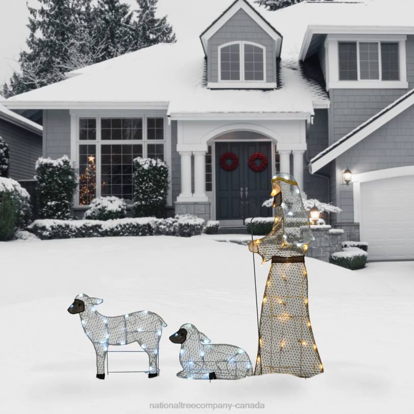 H4X0669National Tree Company LED Shepherd with Sheep Decoration